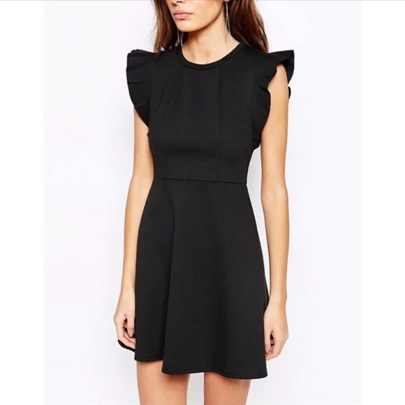 BCBGeneration Black Flutter Sleeve Mini Dress Sz 2 - Picture 3 of 13